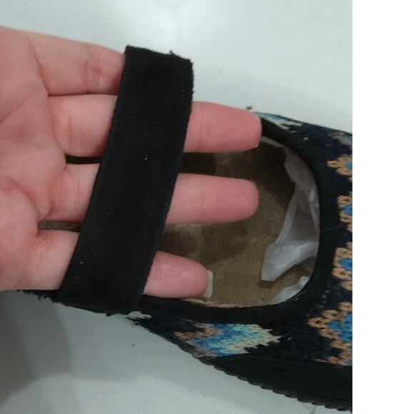 $Orthaheel tribal embroider Mary Jane shoes 7 womens leather ethnic comfort blue - Picture 6 of 7